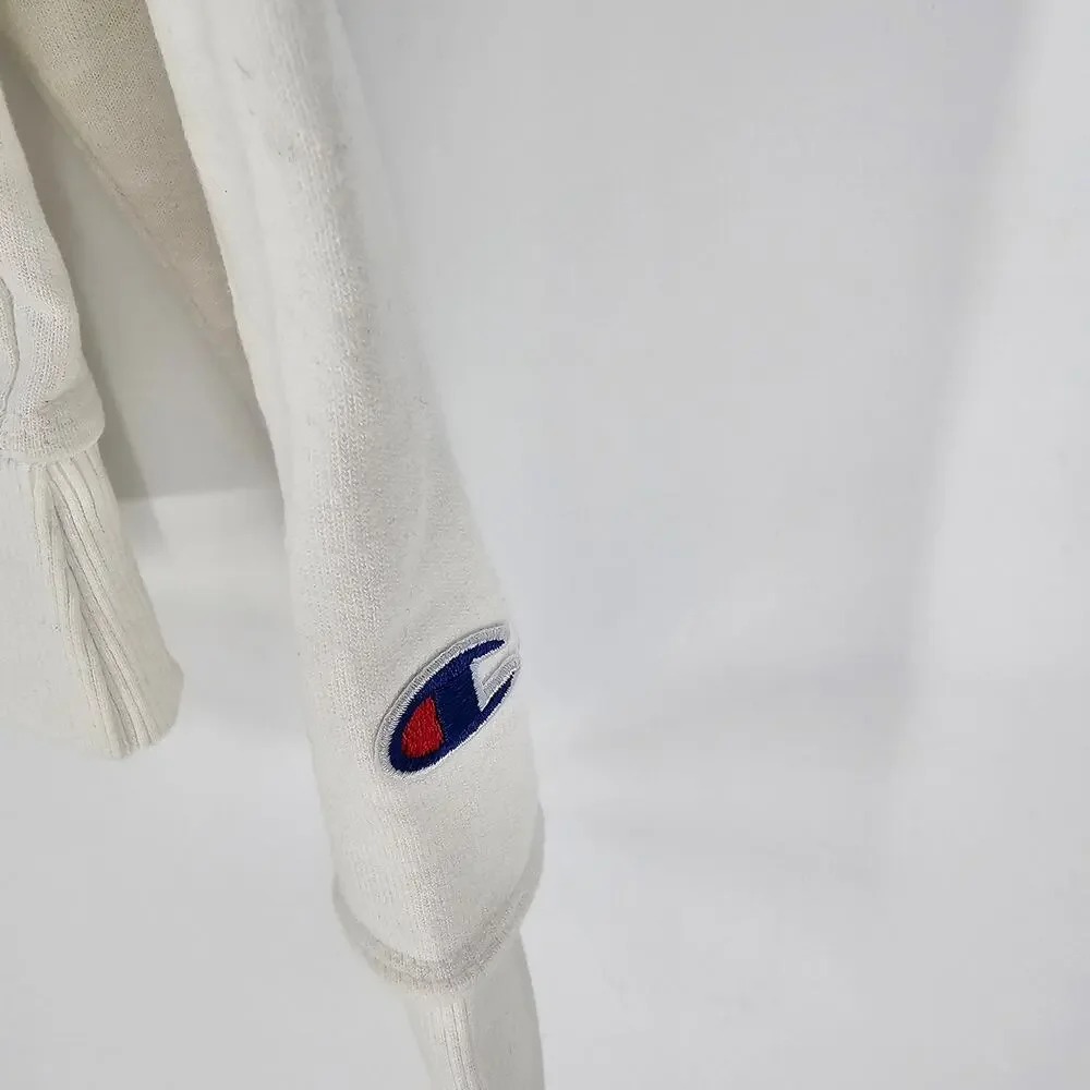 Champion White Powerblend Fleece Classic Sweatshirt Streetwear Atheleisure S
